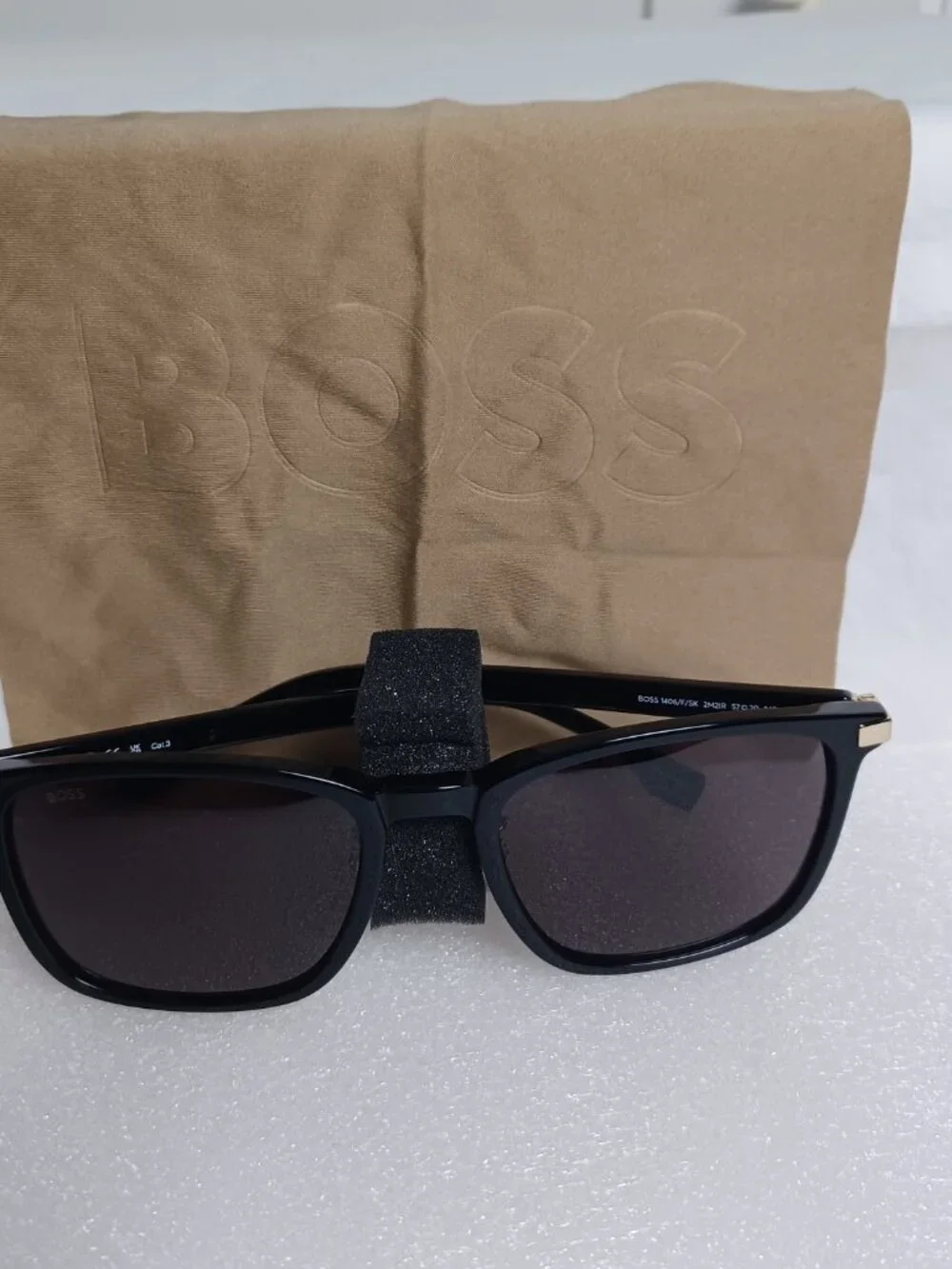 Hugo Boss Sunglasses BOSS 1406/F/SK 02M2 IR Black Gold Men Luxury Square NIB 57m